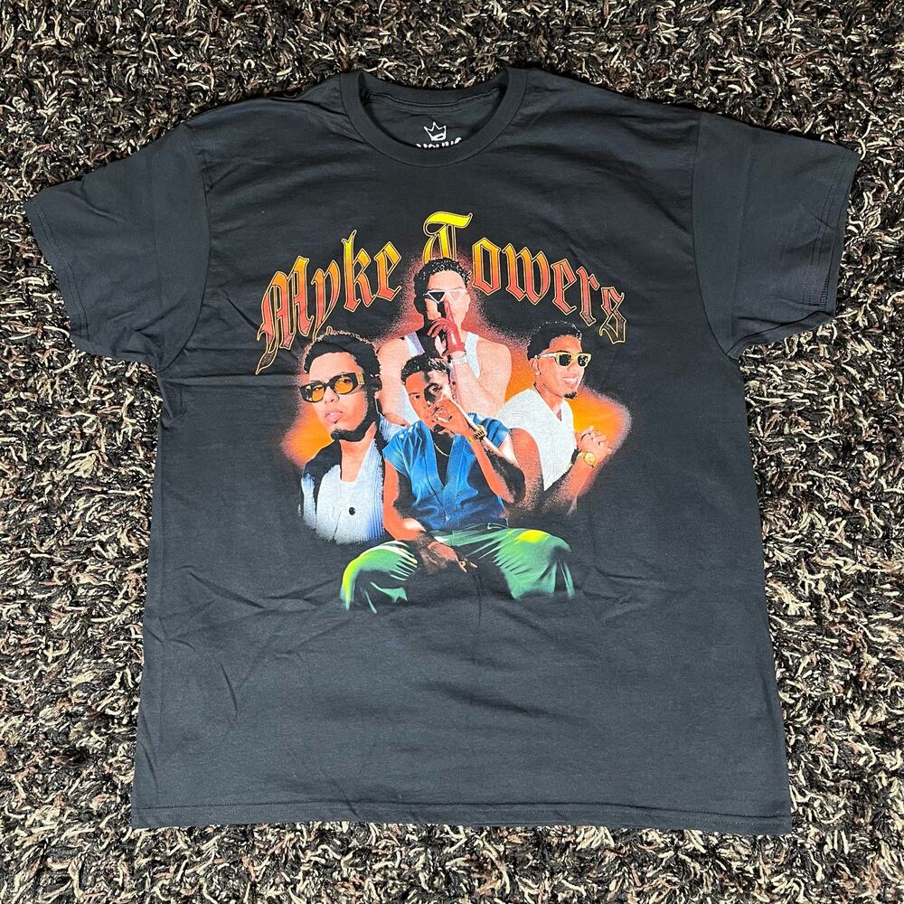 Young Kingz Myke Towers Black‎ Throwback Photo Graphic Print Adult Sz XL New